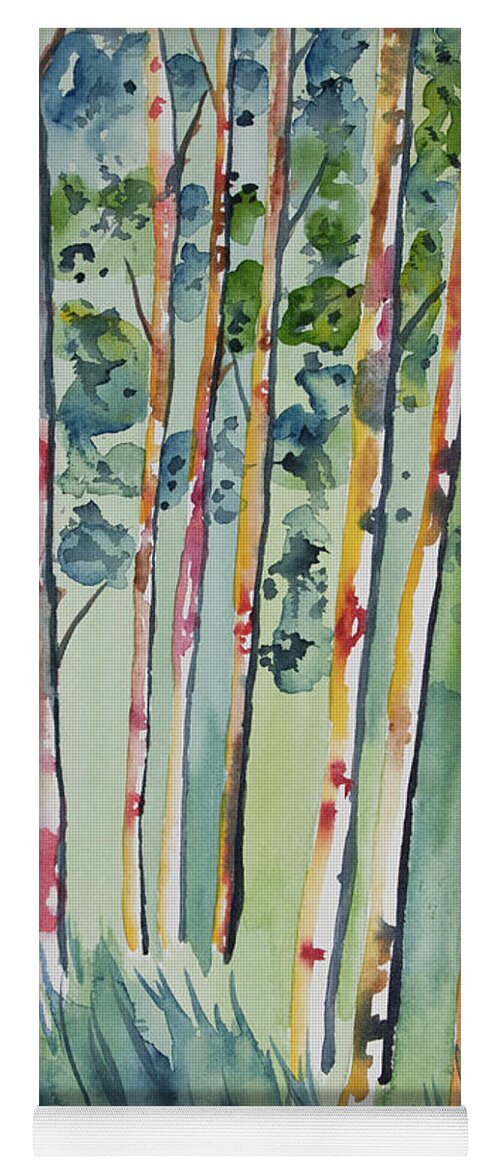 Forest Yoga Mat featuring the painting Watercolor - Whimsical Forest by Cascade Colors