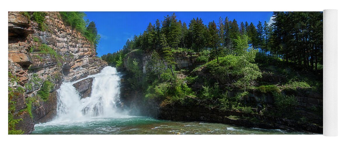 Water Yoga Mat featuring the photograph Waterfalls Waterton CN by David Arment