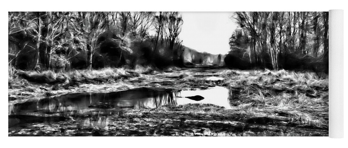 Black And White Yoga Mat featuring the photograph Watery Landscape by Gina O'Brien