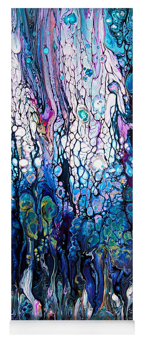 Compelling Engaging Ocean Colors Under Sea-vista Water Blue Bubbles Wave-foam Dynamic-pattern Vibrant Serene-colors Exciting Beautiful Full Of Colorful Horizontal Movement Yoga Mat featuring the painting Wave traces #2414 by Priscilla Batzell Expressionist Art Studio Gallery