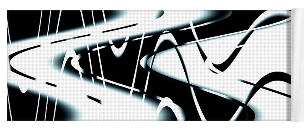 Black And White Yoga Mat featuring the digital art Wavelengths by Adria Trail