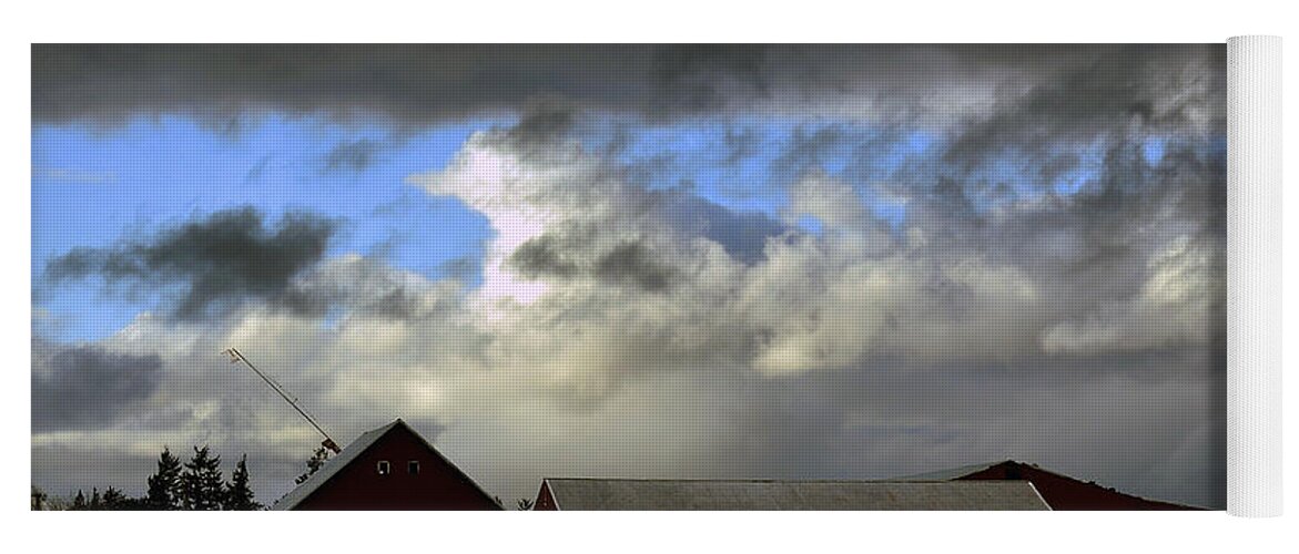 Clay Yoga Mat featuring the photograph Weather Threatening The Farm by Clayton Bruster