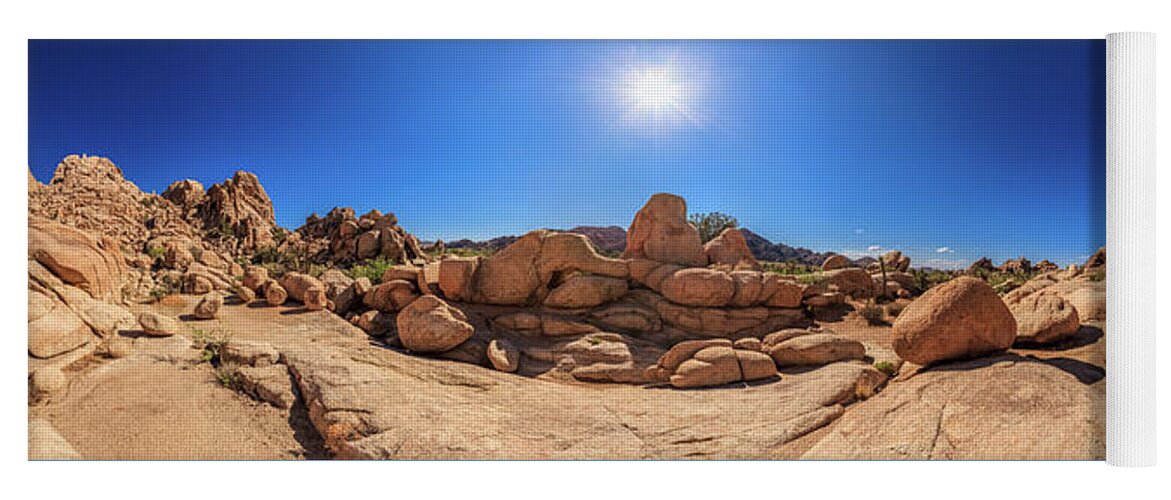 Joshua Tree Yoga Mat featuring the photograph Weather Worn Rock Bowl by Scott Campbell