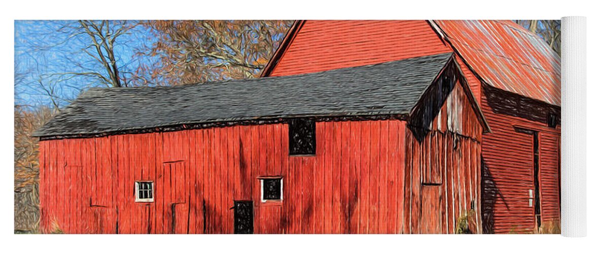 Barn Yoga Mat featuring the painting Weathered Red Barn by David Letts