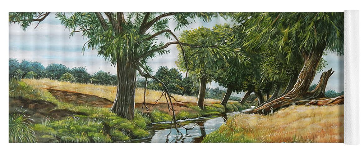 Richmond Yoga Mat featuring the painting Weeping Willows at Beverley Brook by Arie Van der Wijst