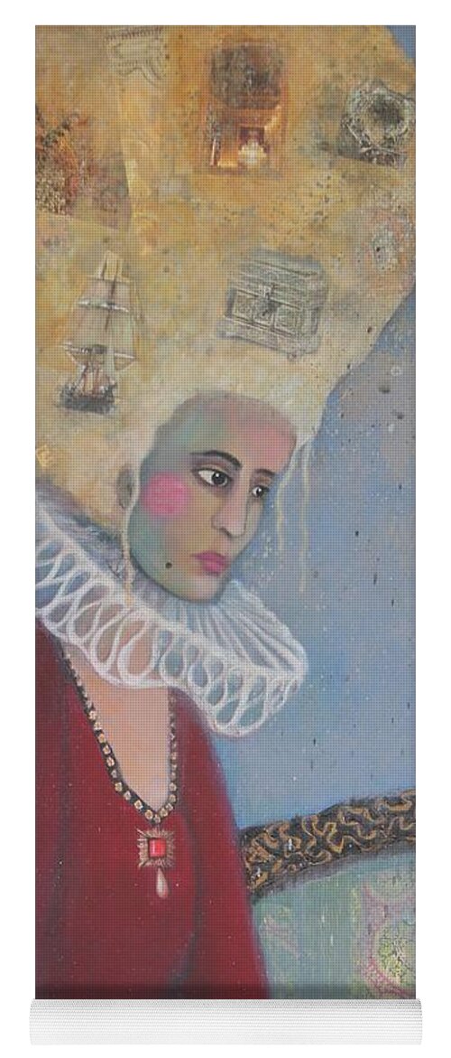 Female Portrait Yoga Mat featuring the mixed media Weight of the World by Donna Ceraulo
