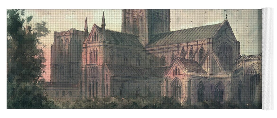 Wells Yoga Mat featuring the painting Wells Cathedral by Paul Braddon