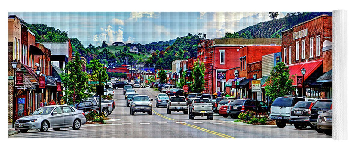 West Jefferson Nc Yoga Mat featuring the photograph West Jefferson Streetscape by Dale R Carlson