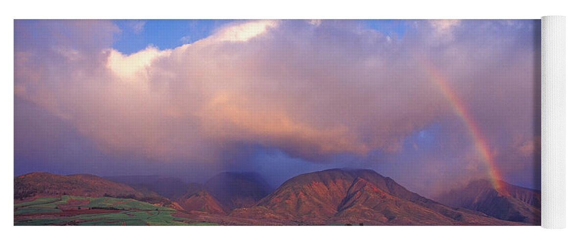 Rural Scene Yoga Mat featuring the photograph West Maui Rainbow by David Olsen