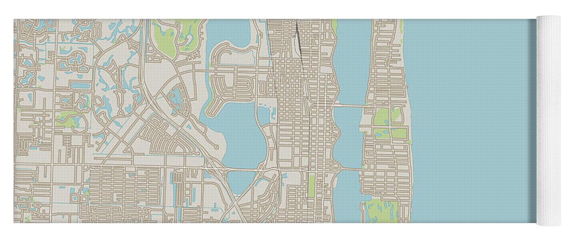 West Palm Beach Yoga Mat featuring the digital art West Palm Beach Florida US City Street Map by Frank Ramspott