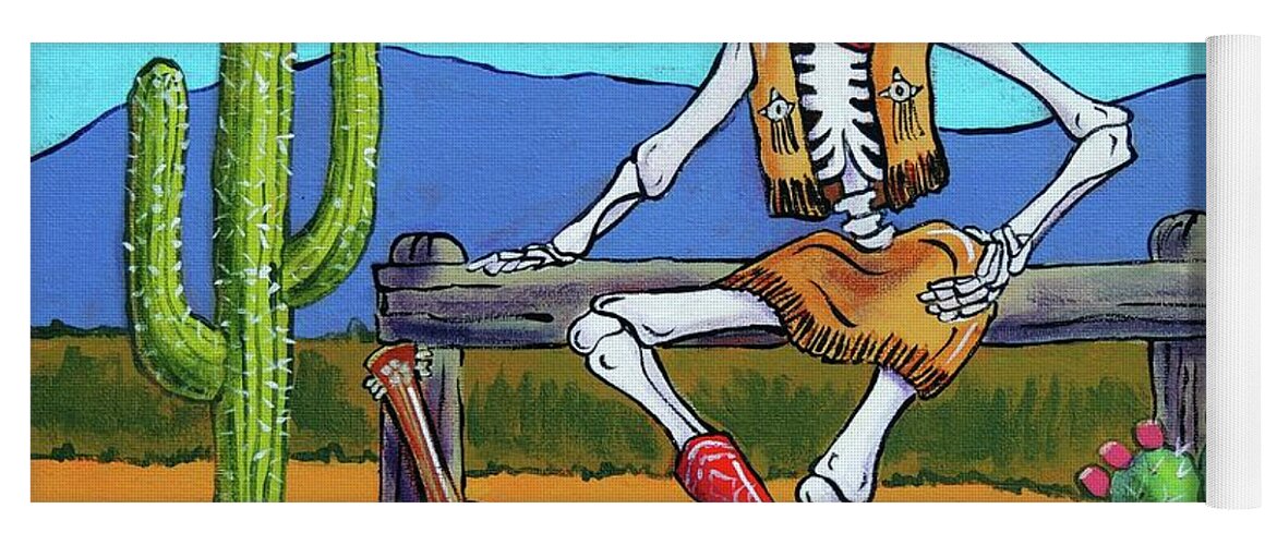 Dia De Los Muertos Yoga Mat featuring the painting Western Cowgirl by Candy Mayer