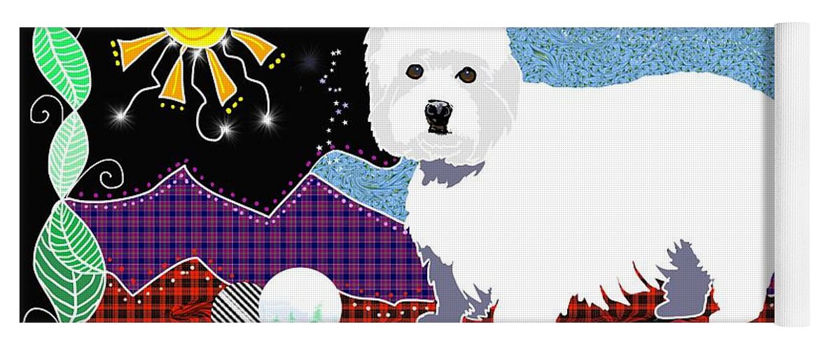 West Highland White Terrier Yoga Mat featuring the digital art Westie patchwork by Debra Baldwin