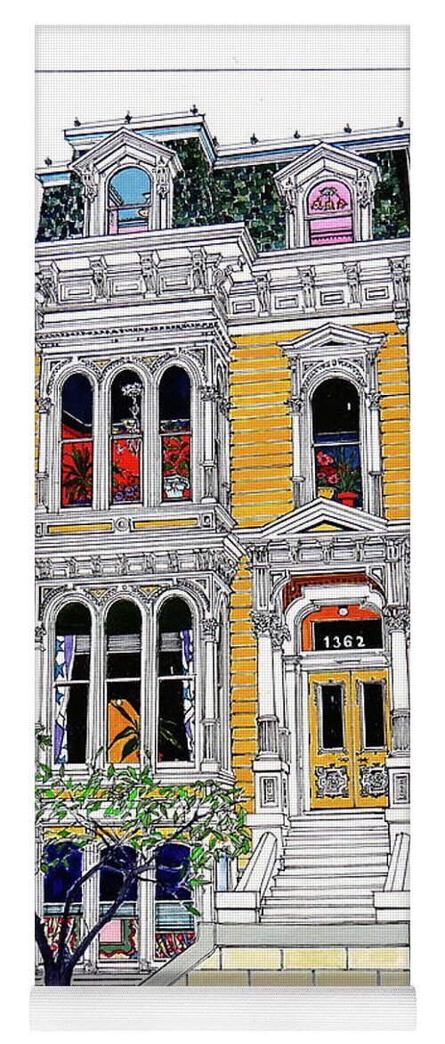 Painted Ladies Yoga Mat featuring the mixed media What's In Your Window? by Ira Shander