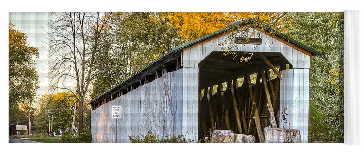 America Yoga Mat featuring the photograph Wheeling covered bridge by Jack R Perry