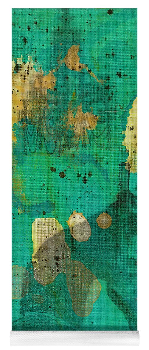 Blue Yoga Mat featuring the mixed media When Floyd Learned to Play the Organ by Dawn Boswell Burke
