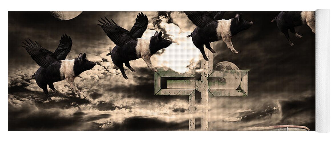 Wingsdomain Yoga Mat featuring the photograph When Pigs Fly by Wingsdomain Art and Photography