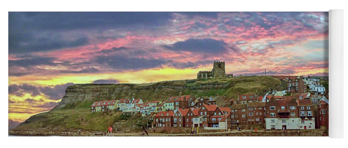 Whitby Yoga Mat featuring the photograph Whitby Abbey UK by Lynn Bolt