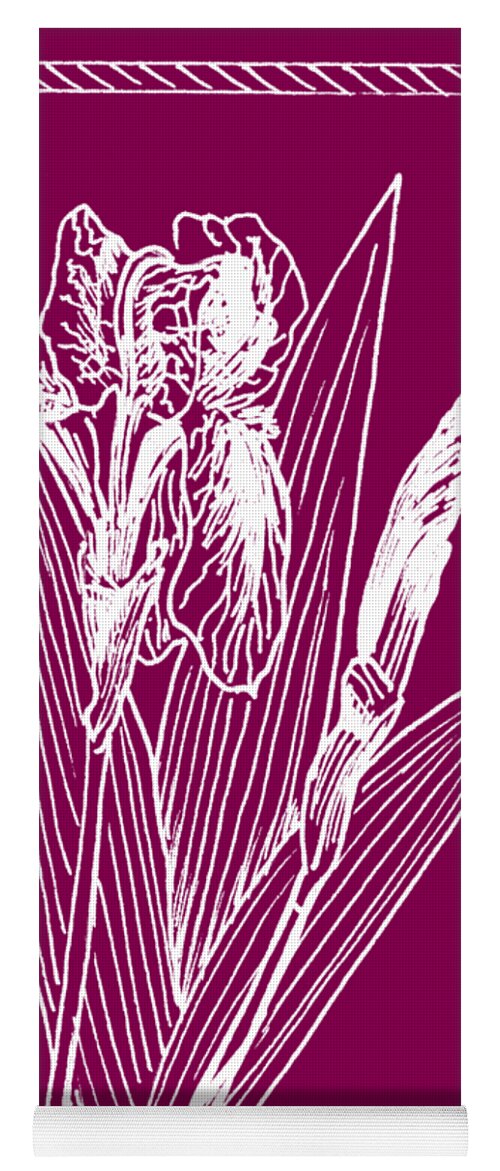 Plant Yoga Mat featuring the drawing White Iris on Transparent Background by Masha Batkova