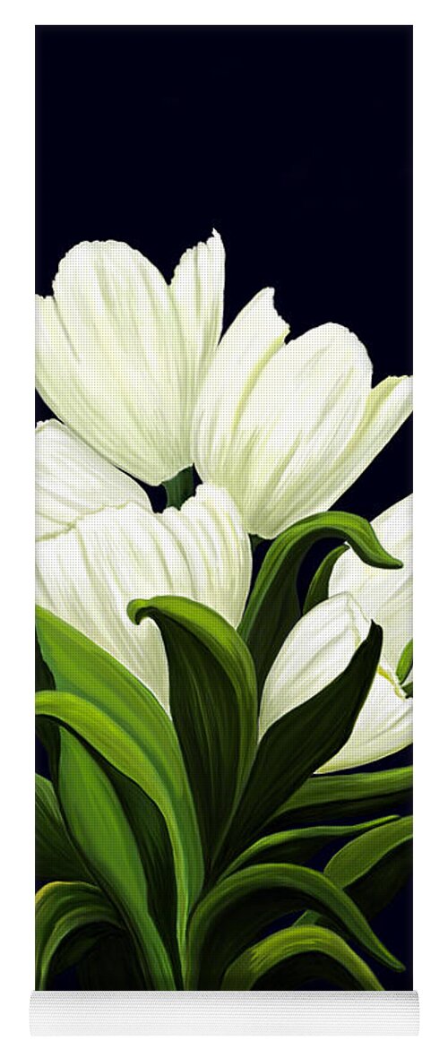 Mixed Media Yoga Mat featuring the painting White Tulips by Patricia Griffin Brett