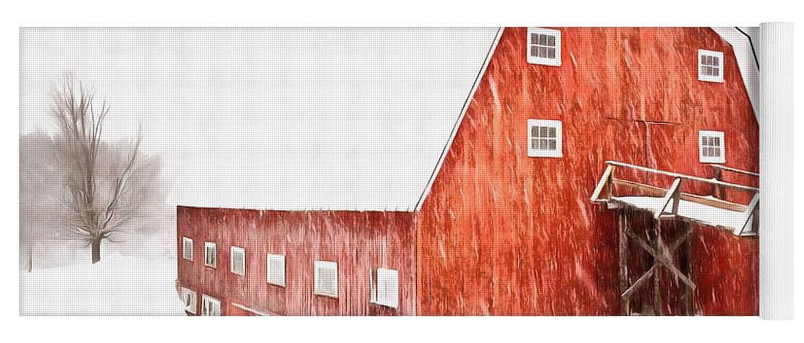Barn Yoga Mat featuring the painting Whiteout on the Farm Blizzard Stella by Edward Fielding