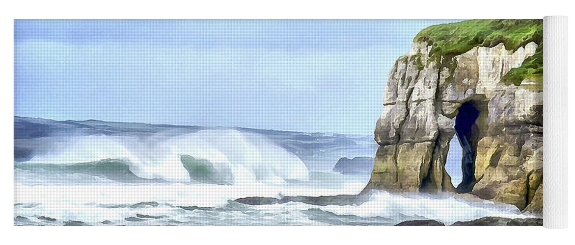 Ireland Yoga Mat featuring the digital art Whiterocks Sea Arch by Nigel R Bell