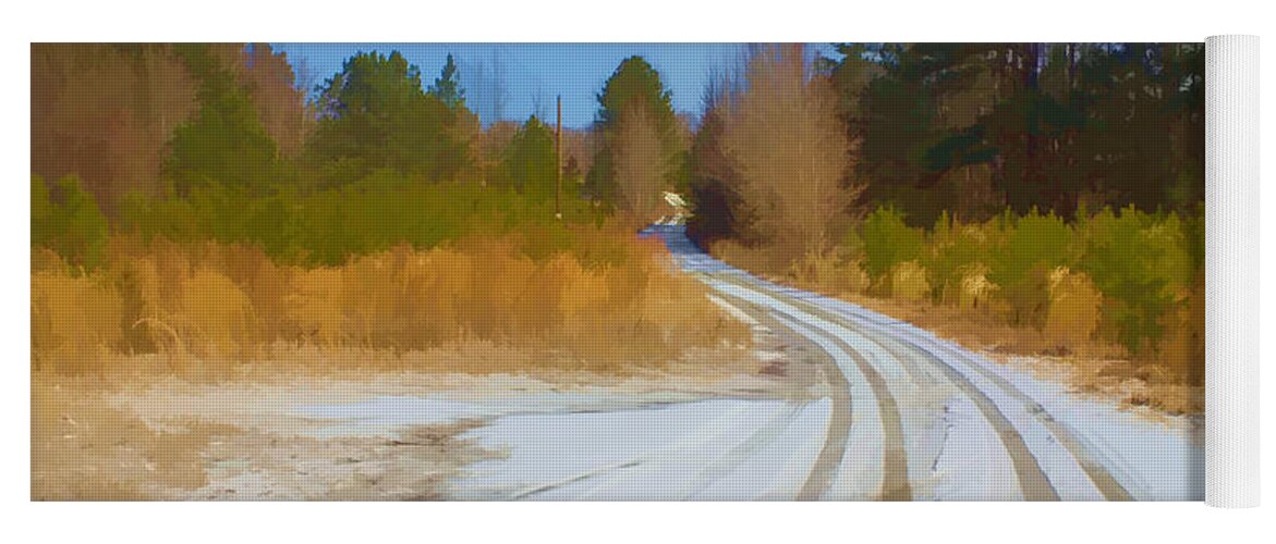 Snow Yoga Mat featuring the photograph Snow Covered Lane by Roberta Byram