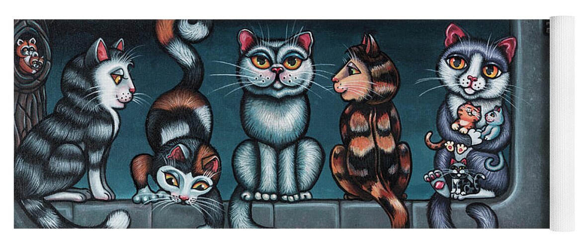 Cats Yoga Mat featuring the painting Whos Your Daddy Cat Painting by Victoria De Almeida