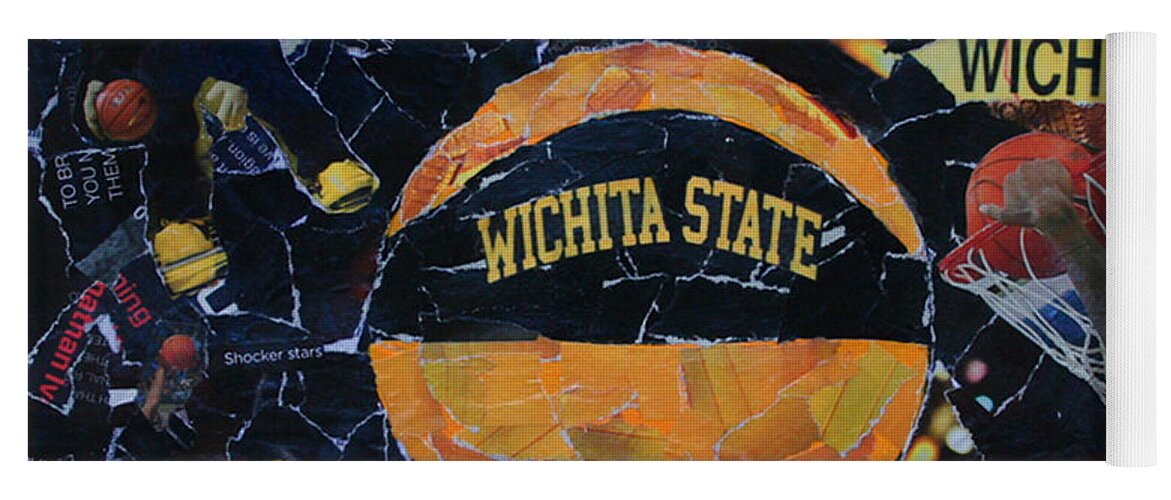 Shockers Yoga Mat featuring the painting Wichita State University Shockers Collage by Colleen Taylor