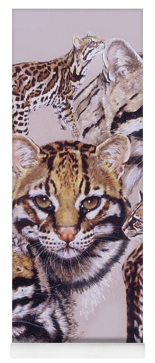 Ocelot Yoga Mat featuring the drawing Wild and Free by Barbara Keith