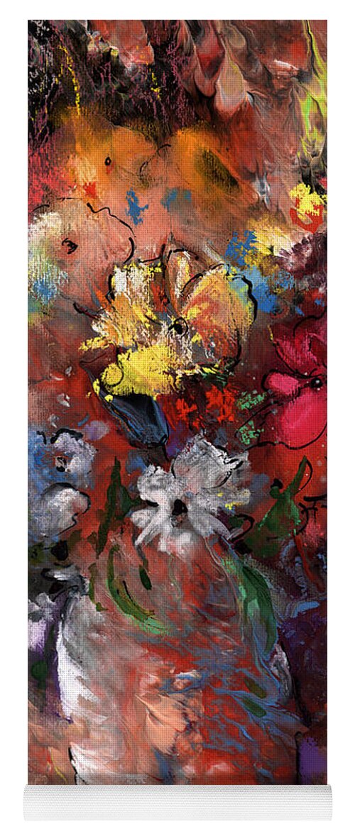Flowers Yoga Mat featuring the painting Wild Flowers Bouquet in A Terracota Vase by Miki De Goodaboom