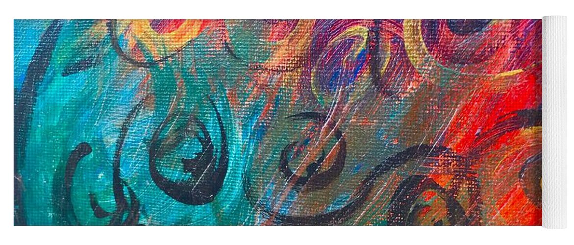 Abstract Yoga Mat featuring the painting Wild movement by Dottie Visker