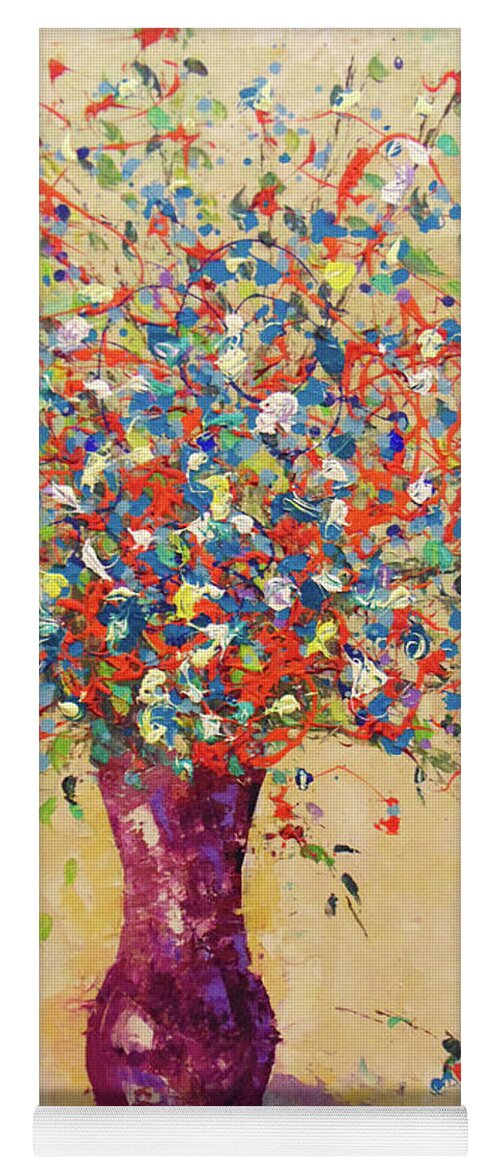 Frederic Payet Yoga Mat featuring the painting Wild multiciolor floral by Frederic Payet