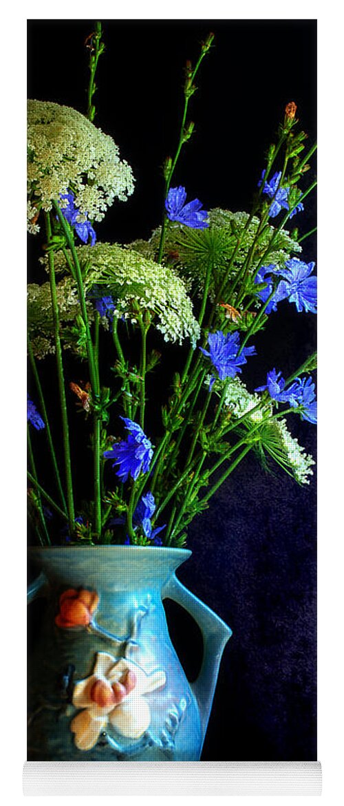 Roseville Vase Yoga Mat featuring the photograph Wildflowers And Roseville by Michael Eingle