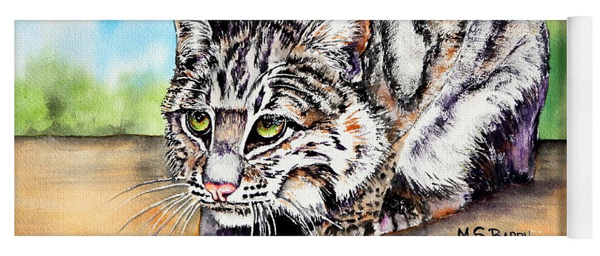 Bobcat Yoga Mat featuring the painting Willow by Maria Barry