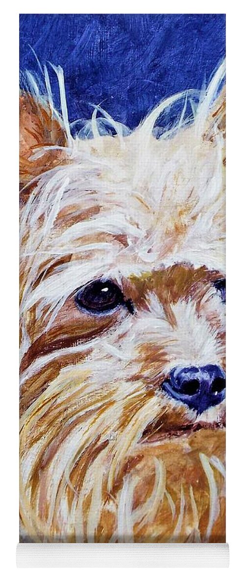 Impressionist Dog Yoga Mat featuring the painting Windblown Yorkshire by Michael Dillon