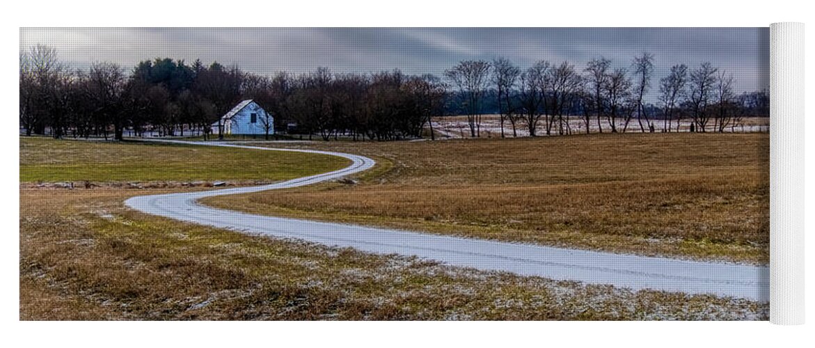 Berryville Virginia Yoga Mat featuring the photograph Winding Road In Snow by Tom Singleton