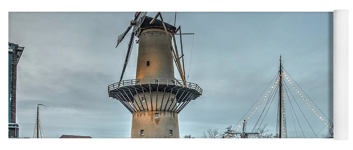 Windmill Yoga Mat featuring the photograph Windmill The Camel Schiedam by Frans Blok