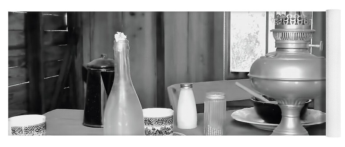 Table Yoga Mat featuring the photograph Window To The Past B - W by D Hackett
