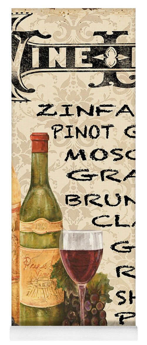 Wine Yoga Mat featuring the painting Wine List-JP3588 by Jean Plout
