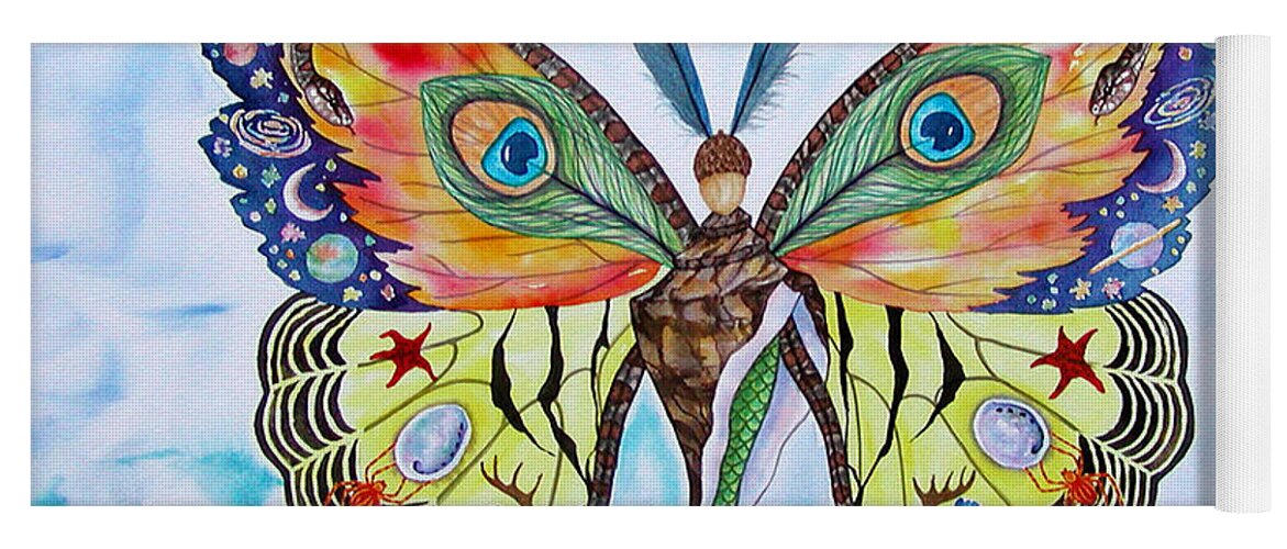 Butterfly Yoga Mat featuring the painting Winged Metamorphosis by Lucy Arnold