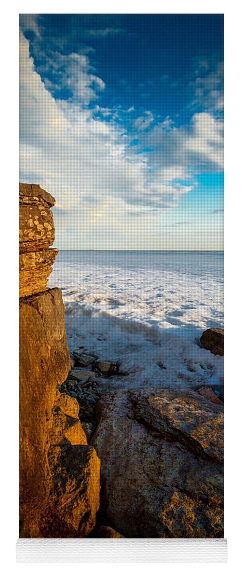 Beach Yoga Mat featuring the photograph Winter Beach Sunset by Roger Monahan