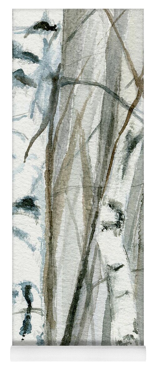 Trees Yoga Mat featuring the painting Winter Birch by Laurie Rohner