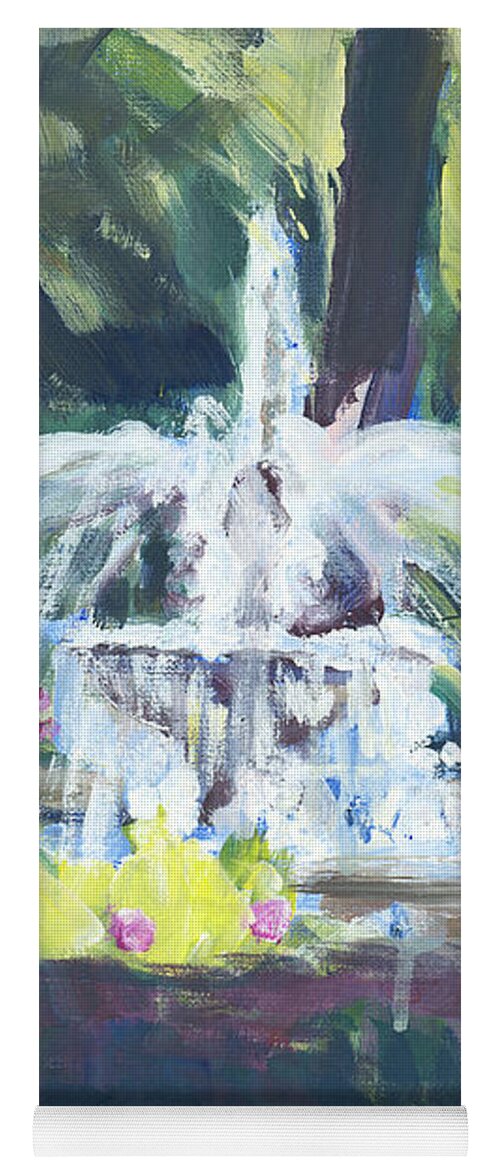 Fountain Yoga Mat featuring the painting Winter Fountain, Indigo Run by Candace Lovely