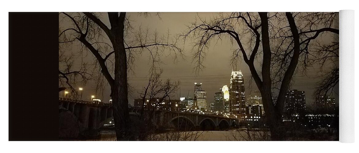 Night Yoga Mat featuring the photograph Winter in Minneapolis by Natural Focal Point Photography