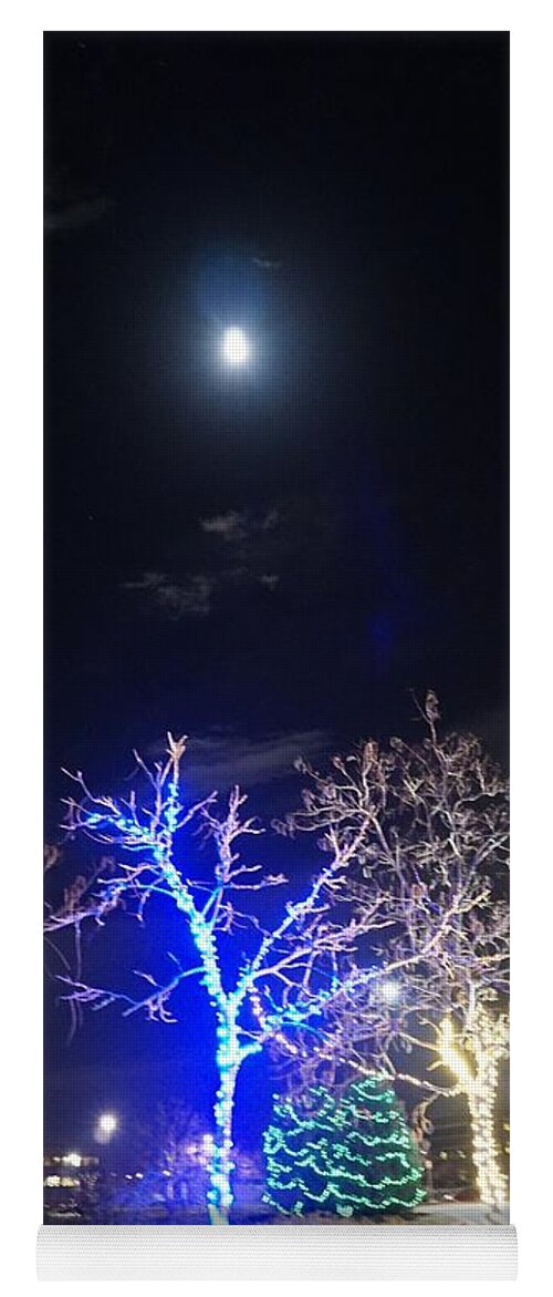 Winter Yoga Mat featuring the photograph Winter Lights Full Moon by Susan Brown