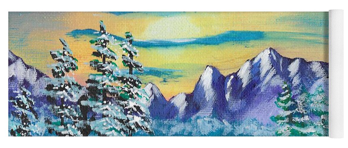 Mountains Yoga Mat featuring the painting Winter Mountains by David Bigelow