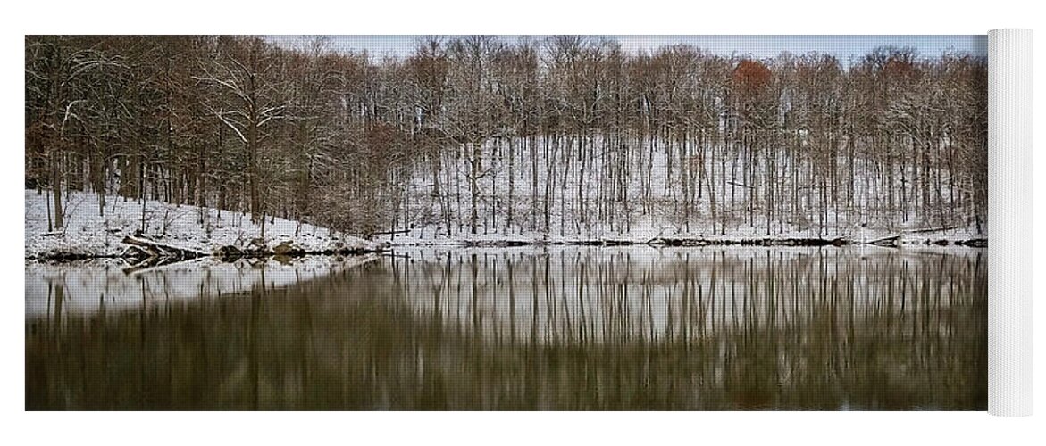 Needwood Yoga Mat featuring the photograph Winter reflection by Izet Kapetanovic
