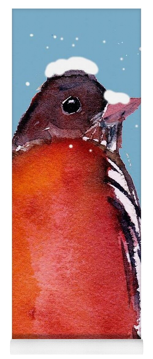 Robin Yoga Mat featuring the painting Winter Robin by Anne Duke