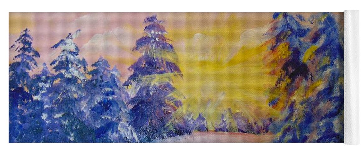 Winter Yoga Mat featuring the painting Winter by Saundra Johnson