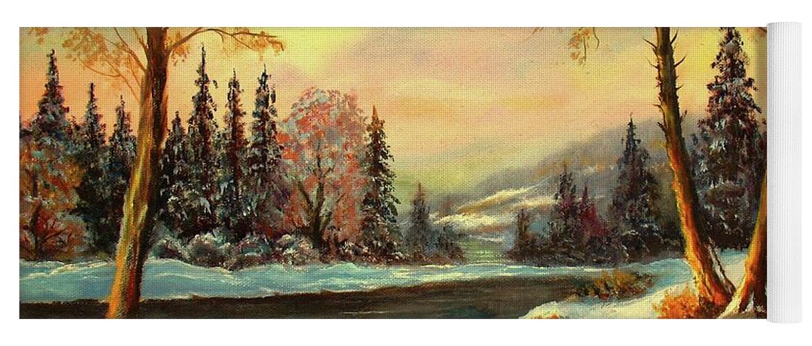 Mountains Yoga Mat featuring the painting Winter Splendor by Hazel Holland